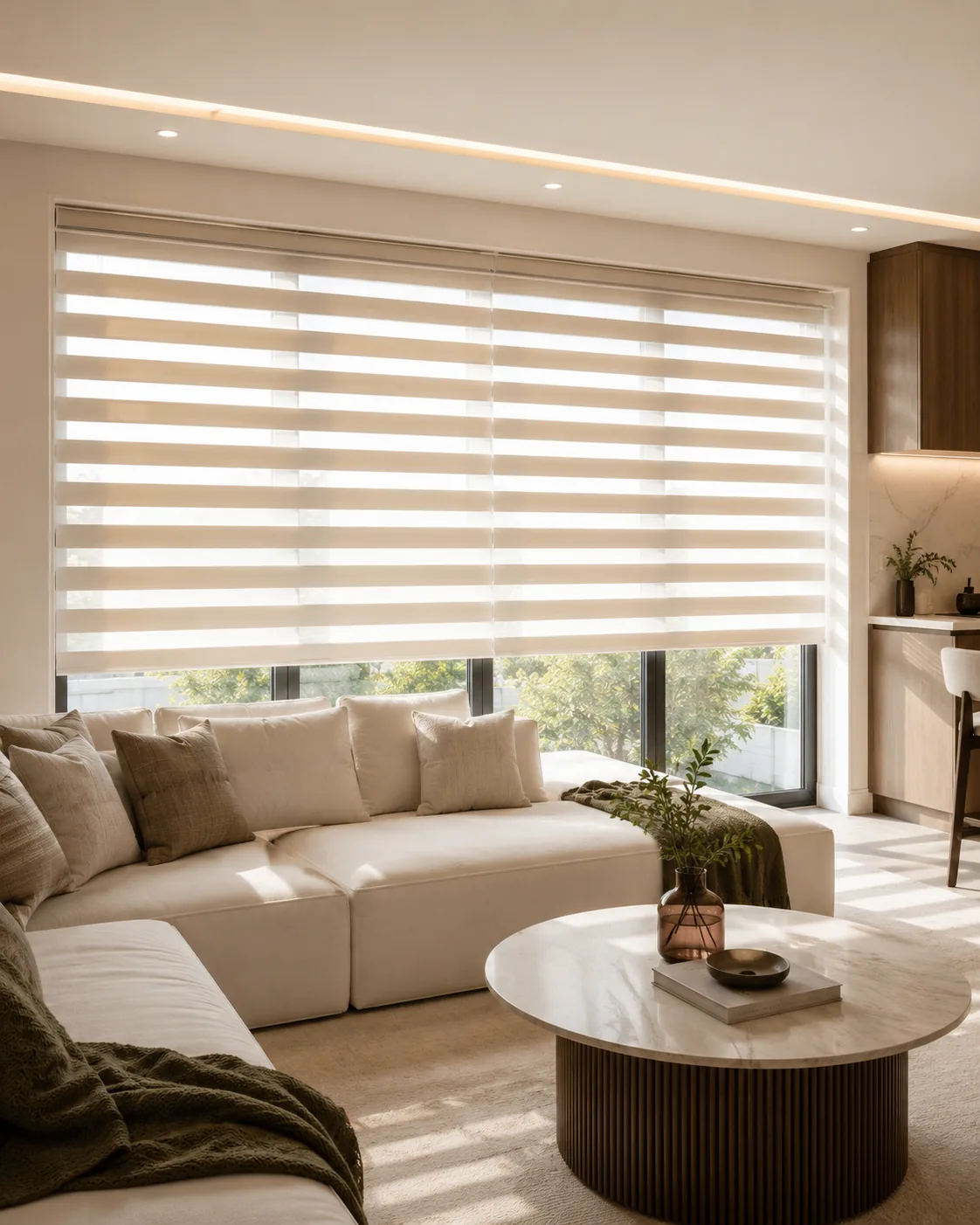 Completed wide zebra blind installation in a Mississauga home