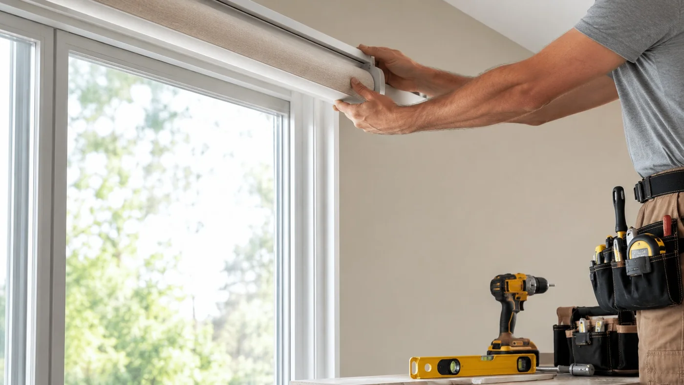 Professional installation of a custom motorized-ready shade